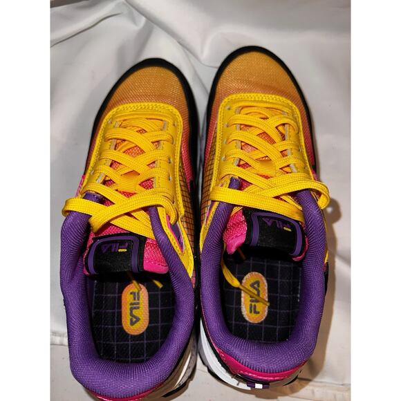 FILA SNEAKER WOMEN RENNO RUNNING LEMON KNOCKOUT PINK BLACK SUEDE SIZE 6.5 - Picture 4 of 8